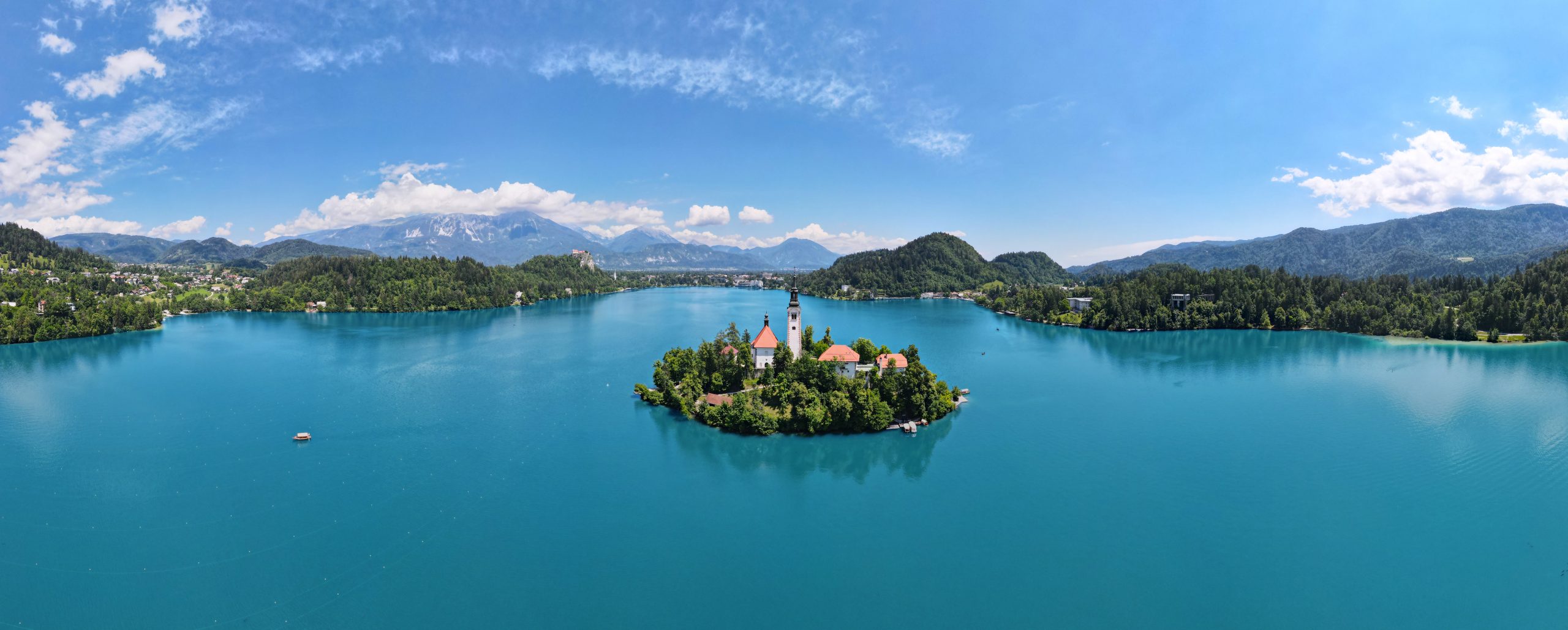 Slovenia lake bled wideshot